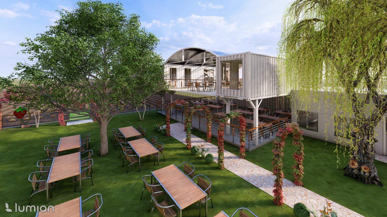 Üçel Garden render ana bahçe görünümü